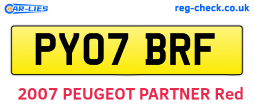 PY07BRF are the vehicle registration plates.
