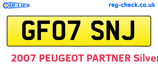 GF07SNJ are the vehicle registration plates.