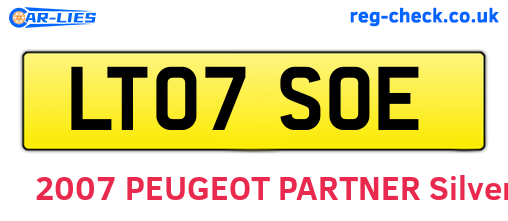 LT07SOE are the vehicle registration plates.