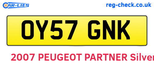 OY57GNK are the vehicle registration plates.