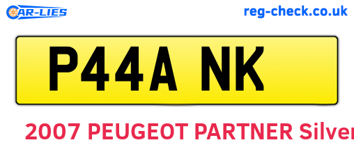 P44ANK are the vehicle registration plates.