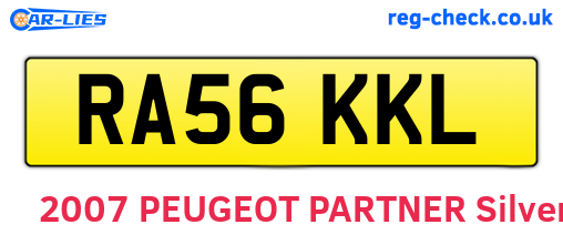 RA56KKL are the vehicle registration plates.