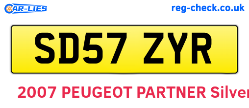 SD57ZYR are the vehicle registration plates.