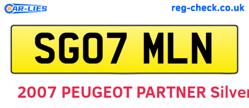SG07MLN are the vehicle registration plates.