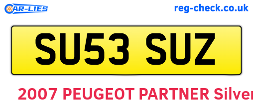 SU53SUZ are the vehicle registration plates.