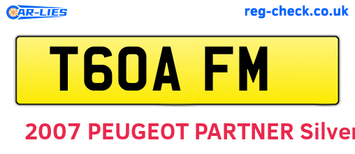 T60AFM are the vehicle registration plates.