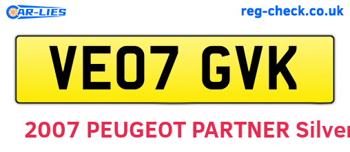 VE07GVK are the vehicle registration plates.