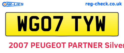 WG07TYW are the vehicle registration plates.