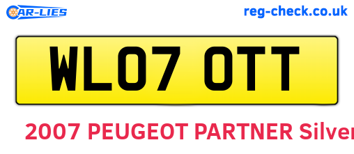 WL07OTT are the vehicle registration plates.