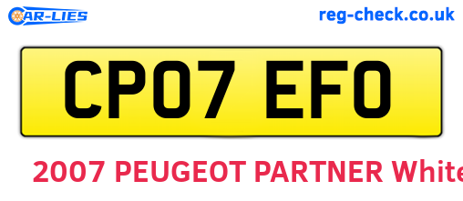 CP07EFO are the vehicle registration plates.