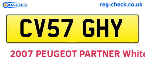 CV57GHY are the vehicle registration plates.