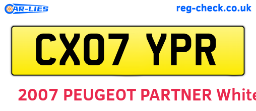 CX07YPR are the vehicle registration plates.