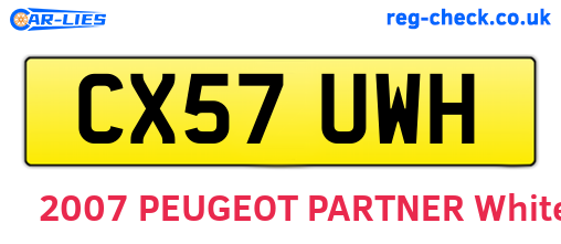 CX57UWH are the vehicle registration plates.