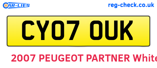 CY07OUK are the vehicle registration plates.