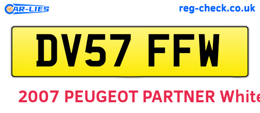 DV57FFW are the vehicle registration plates.