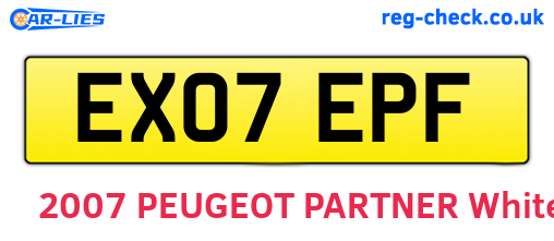 EX07EPF are the vehicle registration plates.