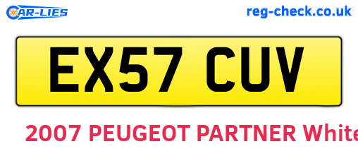 EX57CUV are the vehicle registration plates.