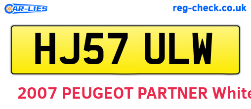 HJ57ULW are the vehicle registration plates.