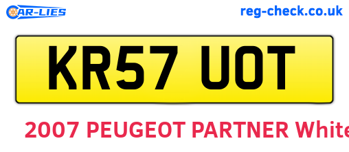 KR57UOT are the vehicle registration plates.