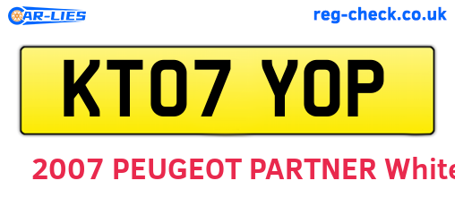 KT07YOP are the vehicle registration plates.