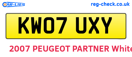 KW07UXY are the vehicle registration plates.