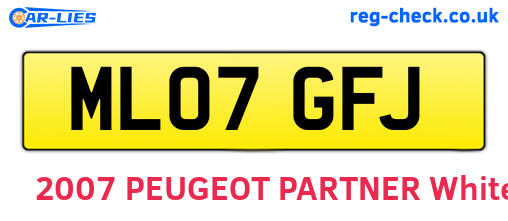 ML07GFJ are the vehicle registration plates.