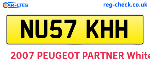 NU57KHH are the vehicle registration plates.