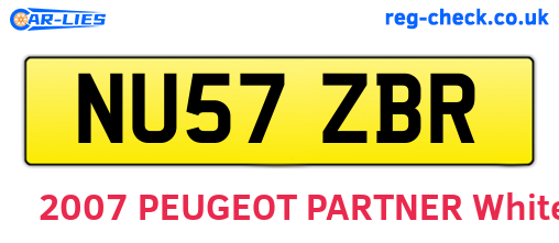 NU57ZBR are the vehicle registration plates.