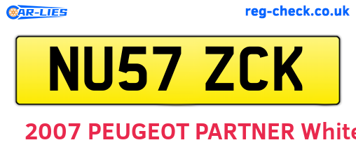 NU57ZCK are the vehicle registration plates.