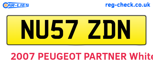NU57ZDN are the vehicle registration plates.