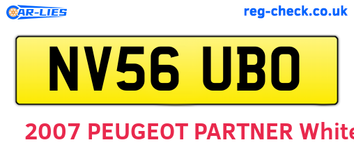 NV56UBO are the vehicle registration plates.