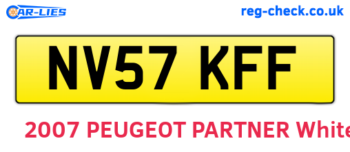 NV57KFF are the vehicle registration plates.