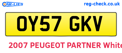 OY57GKV are the vehicle registration plates.