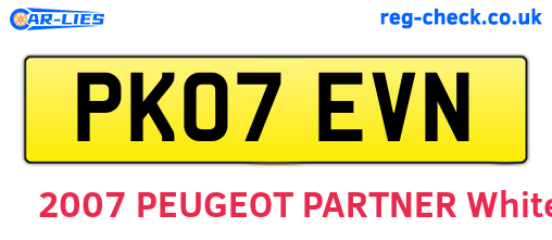 PK07EVN are the vehicle registration plates.