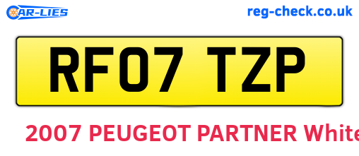 RF07TZP are the vehicle registration plates.