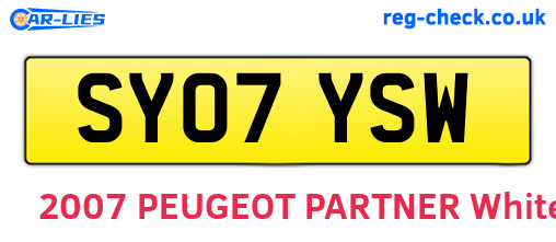 SY07YSW are the vehicle registration plates.