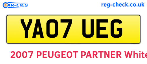 YA07UEG are the vehicle registration plates.