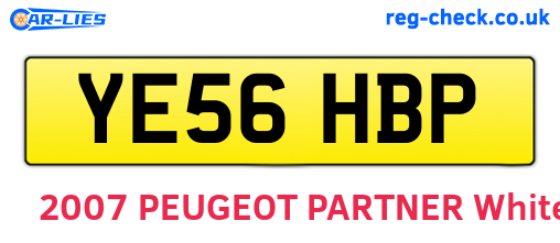 YE56HBP are the vehicle registration plates.