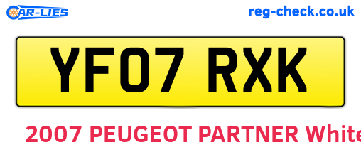 YF07RXK are the vehicle registration plates.