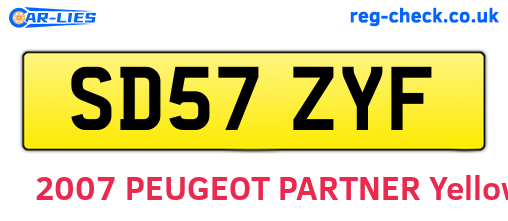 SD57ZYF are the vehicle registration plates.