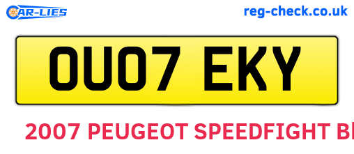 OU07EKY are the vehicle registration plates.