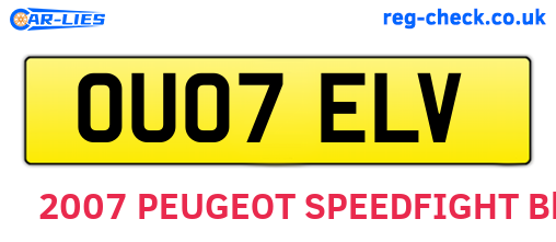 OU07ELV are the vehicle registration plates.