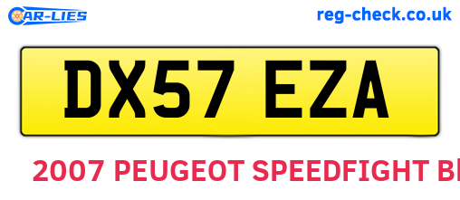 DX57EZA are the vehicle registration plates.