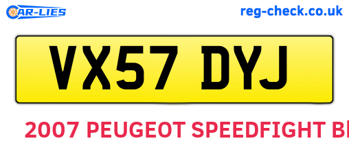VX57DYJ are the vehicle registration plates.