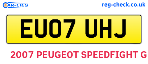 EU07UHJ are the vehicle registration plates.
