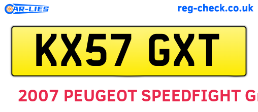 KX57GXT are the vehicle registration plates.