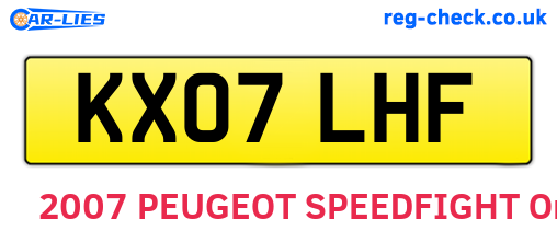 KX07LHF are the vehicle registration plates.
