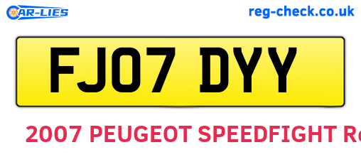 FJ07DYY are the vehicle registration plates.