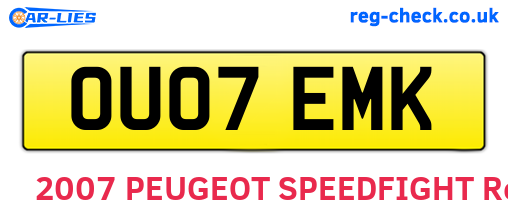 OU07EMK are the vehicle registration plates.