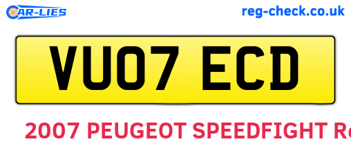 VU07ECD are the vehicle registration plates.